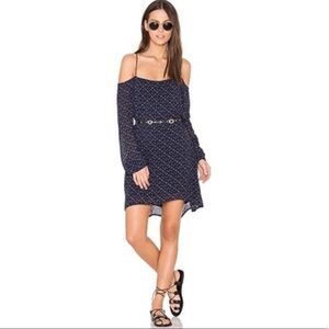 Cloth & Stone Navy Printed Cold Shoulder Dress